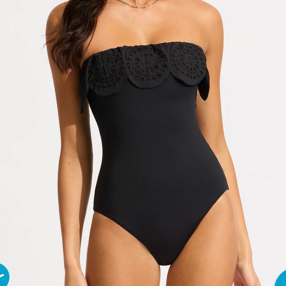 Sea folly bandeau one piece in black